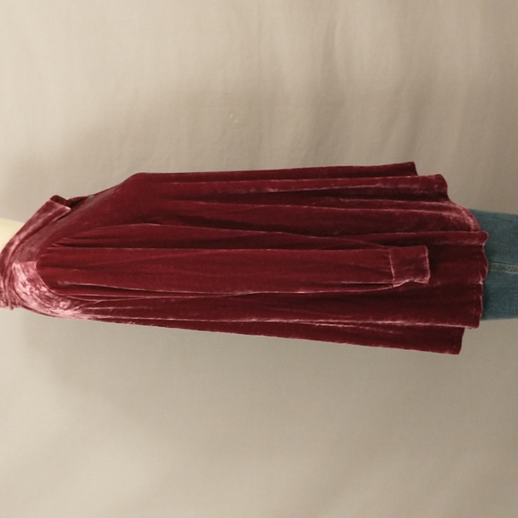 Velvet Top J Jill Silk Blend Dark Raspberry Flare Hem Tunic Soft Lush Washable - Picture 2 of 9